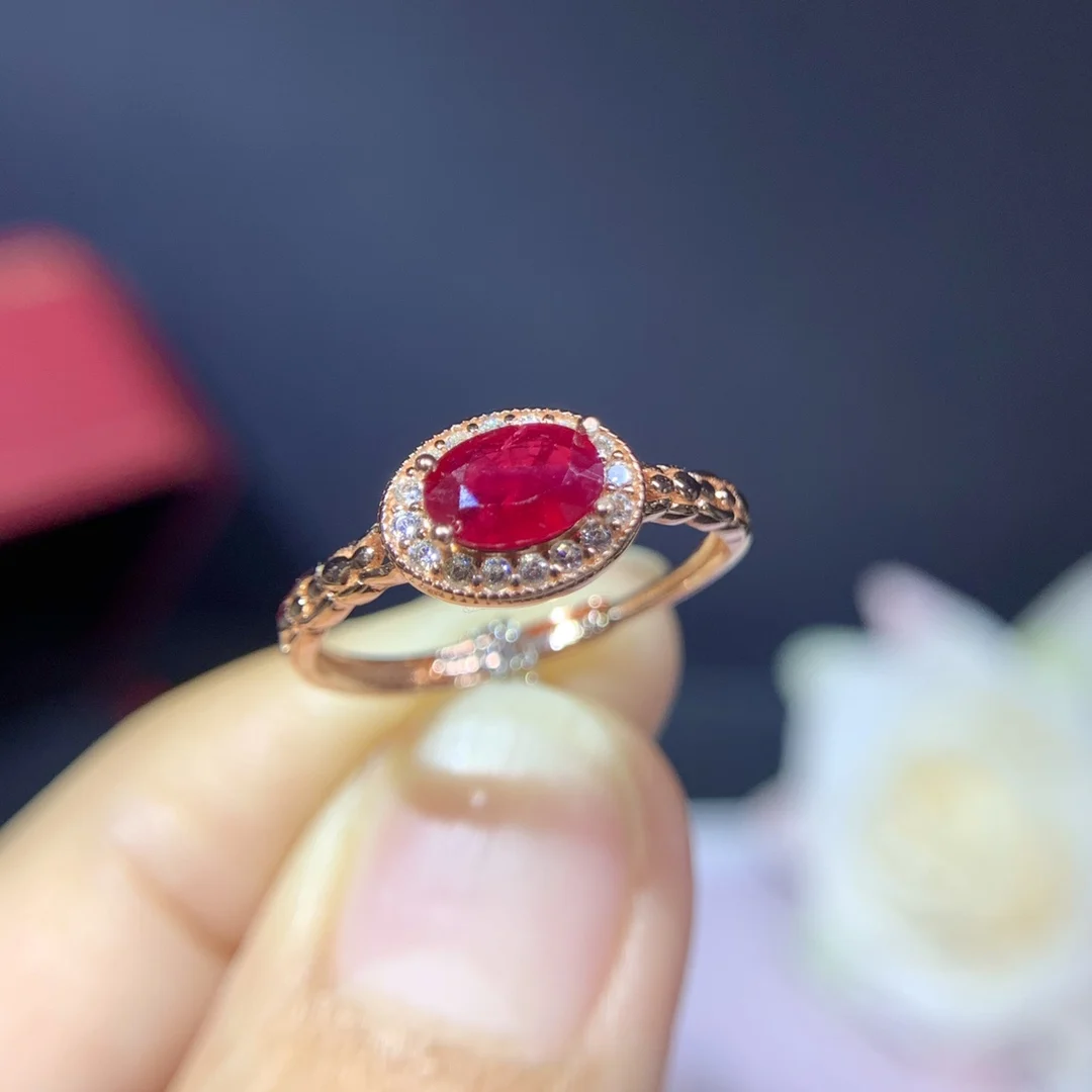 

All natural Burma newly burned Ruby Ring Sterling Silver 925 Ladies Color Ultra bright Engagement gift Free Shipping Boutique