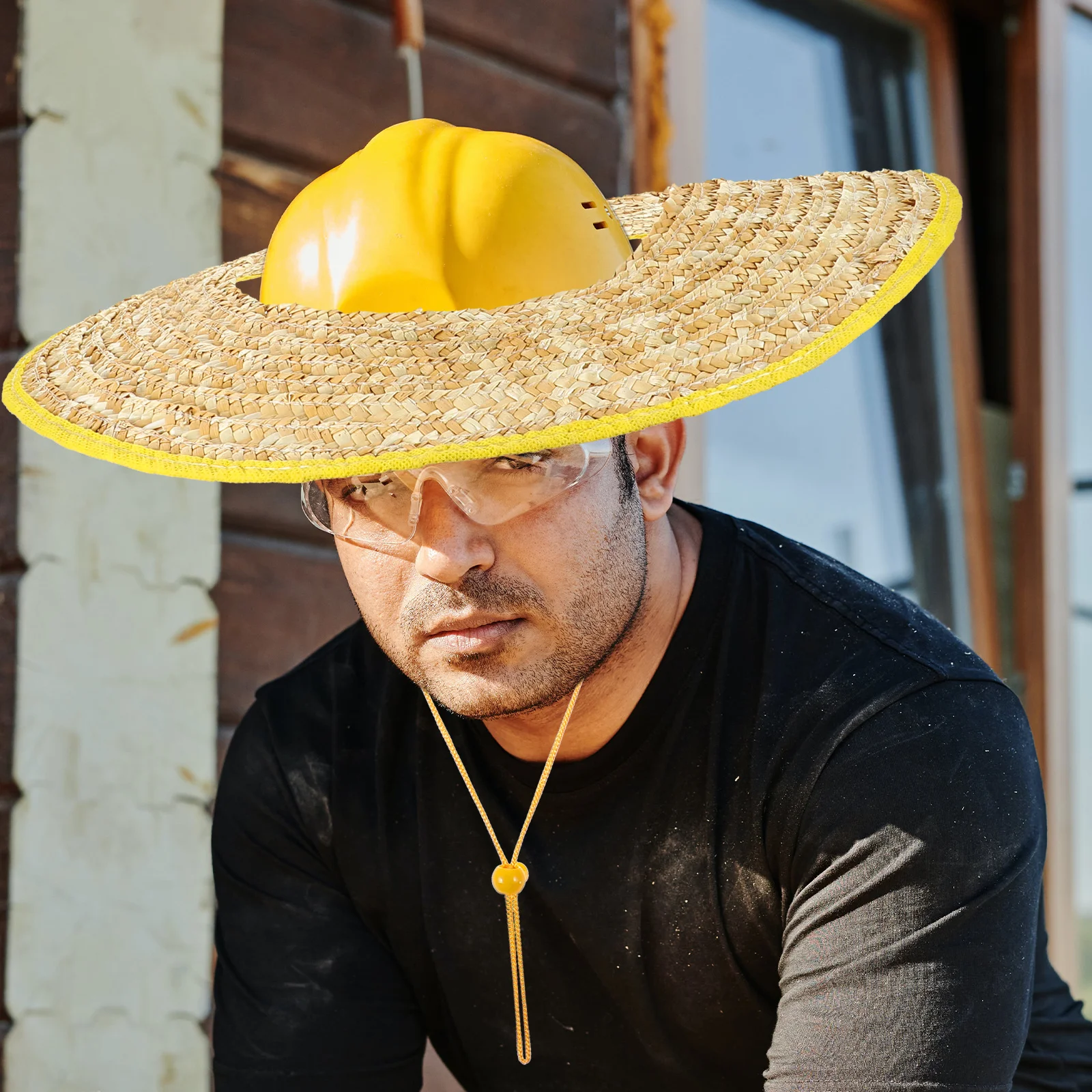 

Sunscreen Hat 45cm Brim Straw Lightweight Breathable Wheat Hard Hats Shade Gardening Construction Outdoor WorkHelmet Accessories