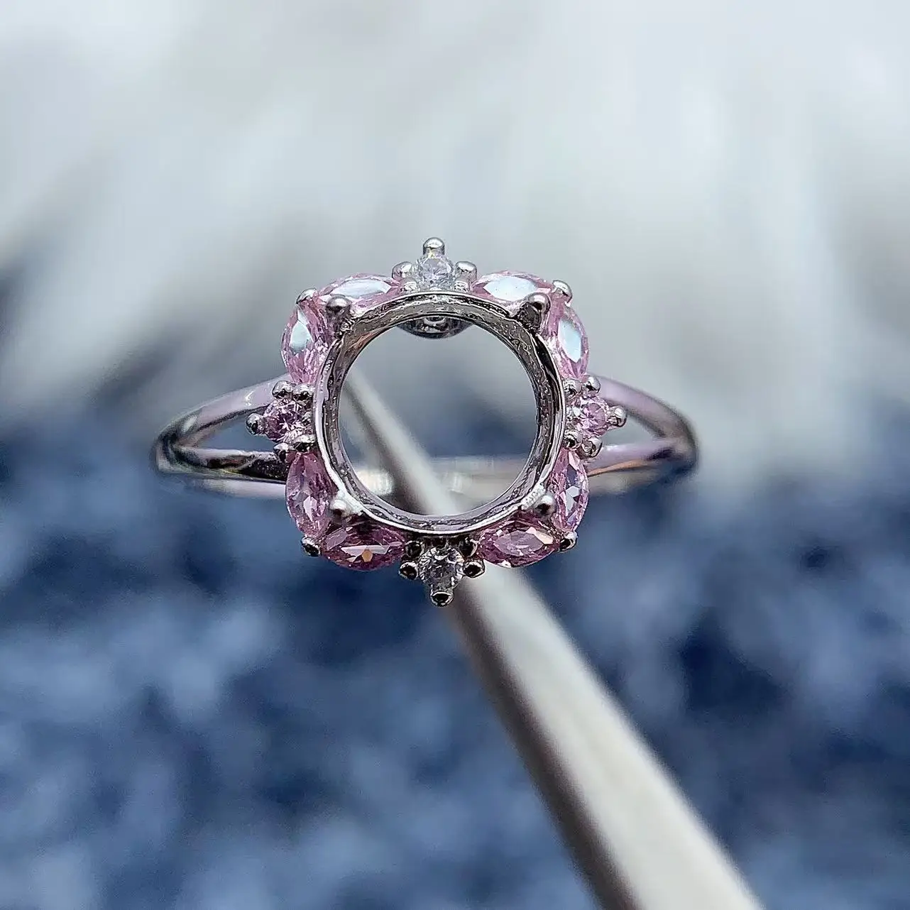 

MeiBaPJ Inlay Round 7*7/8*8mm S925 Sterling Silver DIY Ring Setting Zircon Womens Gifts Charm Simple Versatile Jewelry Wholesale