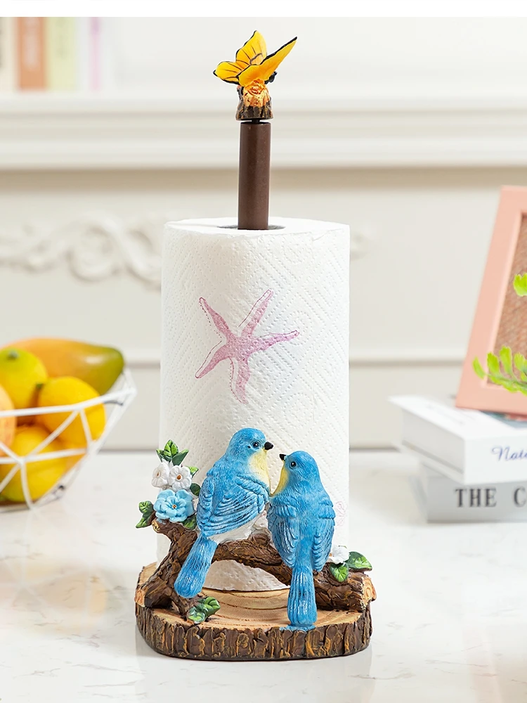 European pastoral living room paper towel holder Roll Bluebird resin kitchen Home decor