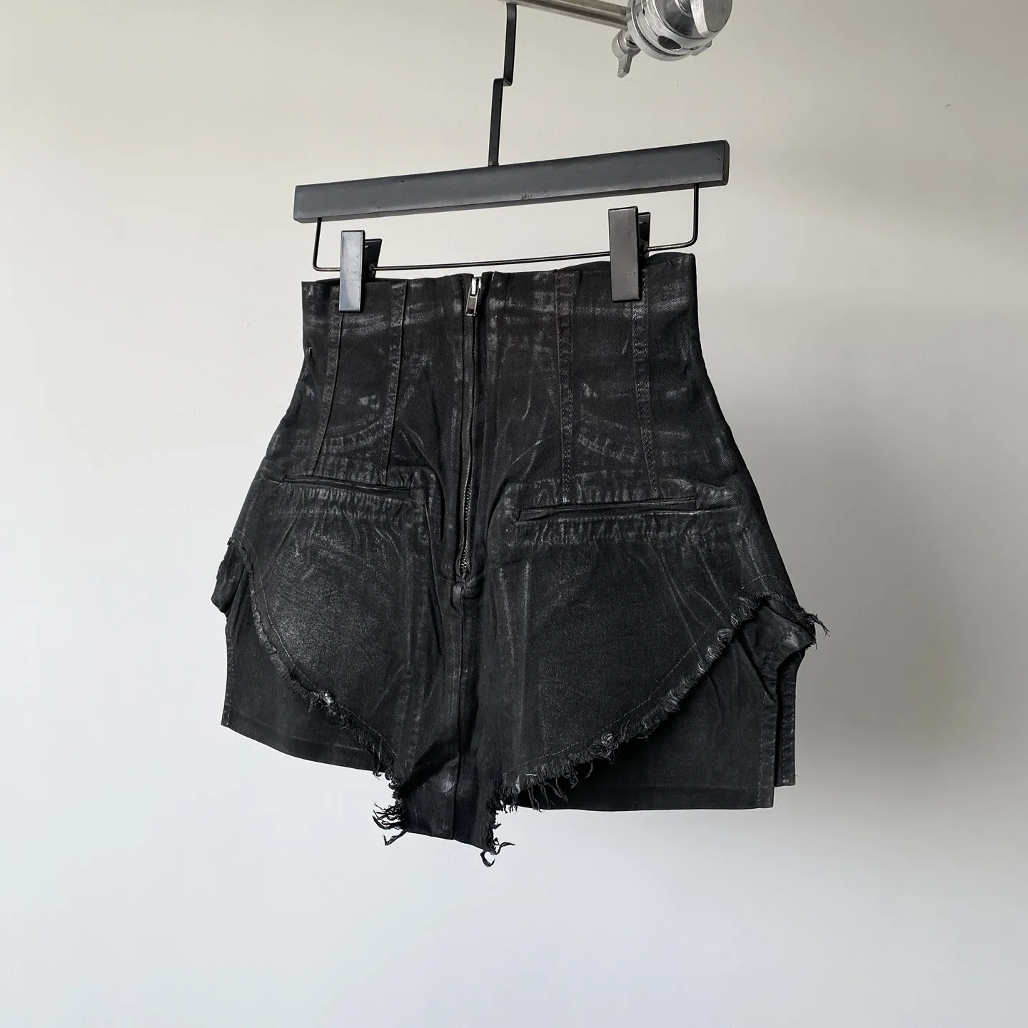 High Street Dark Washed Distressed Fringed Shorts Women's RO Style Summer High Waisted Slim Fit Ultra Short Sexy Hot Pants