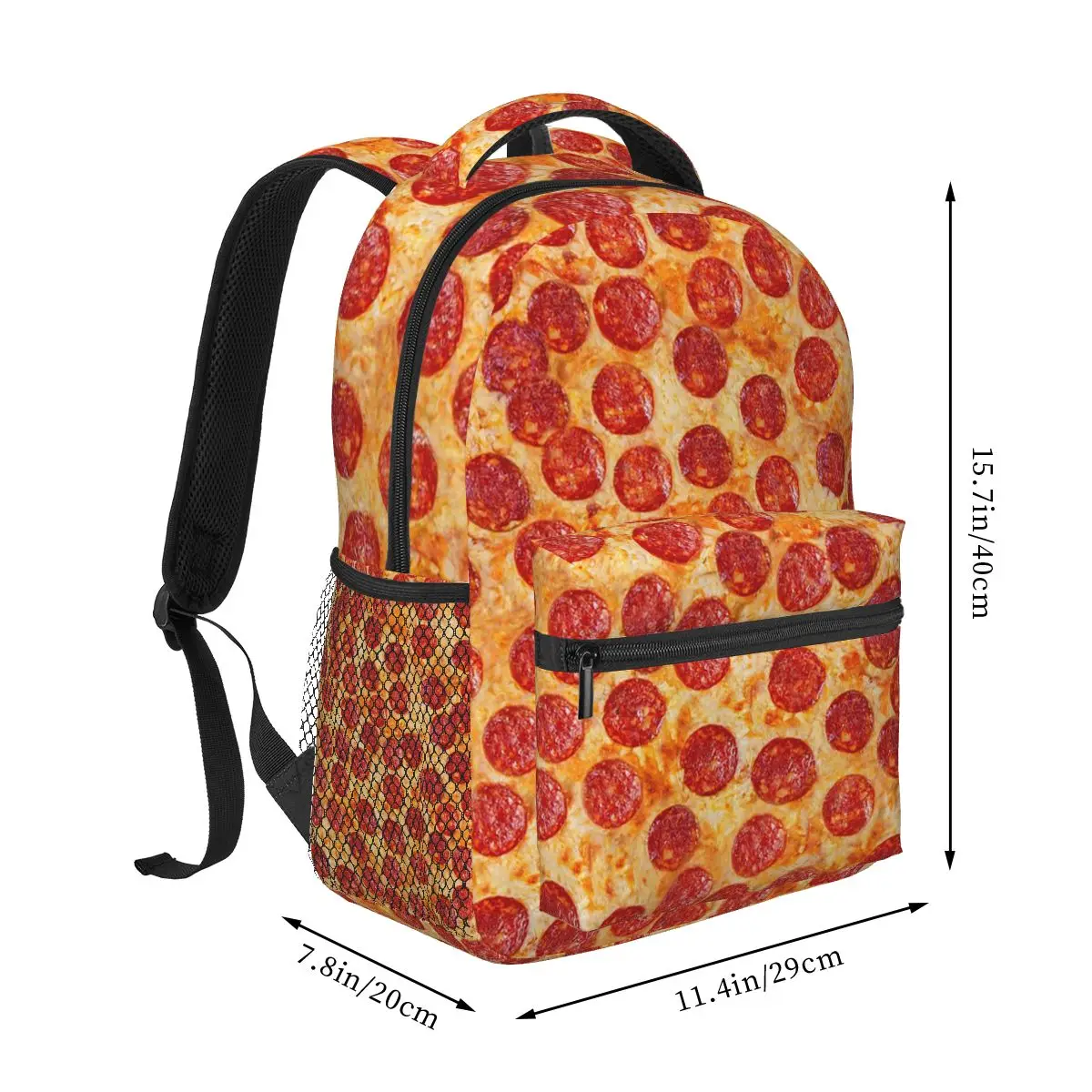 Realistic Pepperoni Pizza Pattern Backpack Student Boys Girls BookBag Children School Bag Laptop Shoulder Bags for Men Women