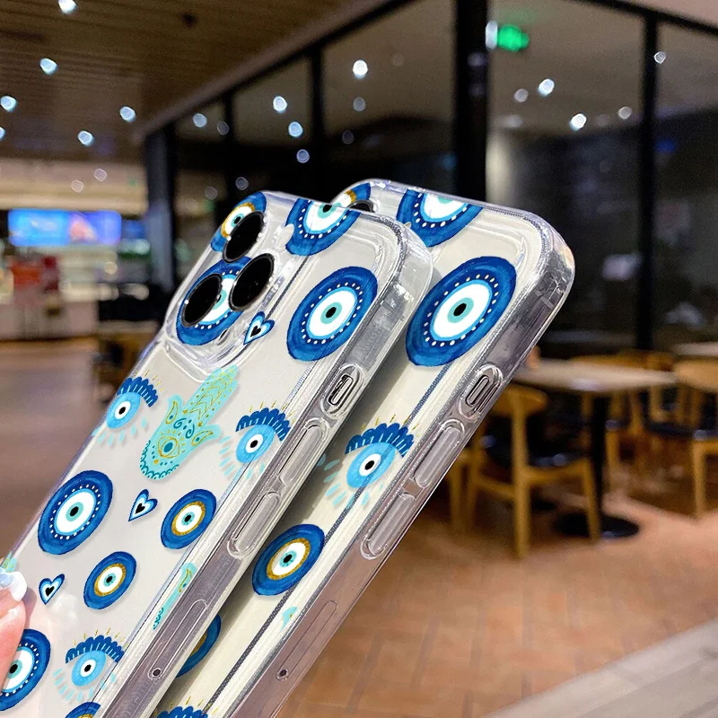 Lucky Eye Blue Eyes Phone Case For iPhone 14 Pro Max Case funda iPhone 13 11 12 15 Pro Max X XR XS 7 8 Plus SE 2020 Soft Cover