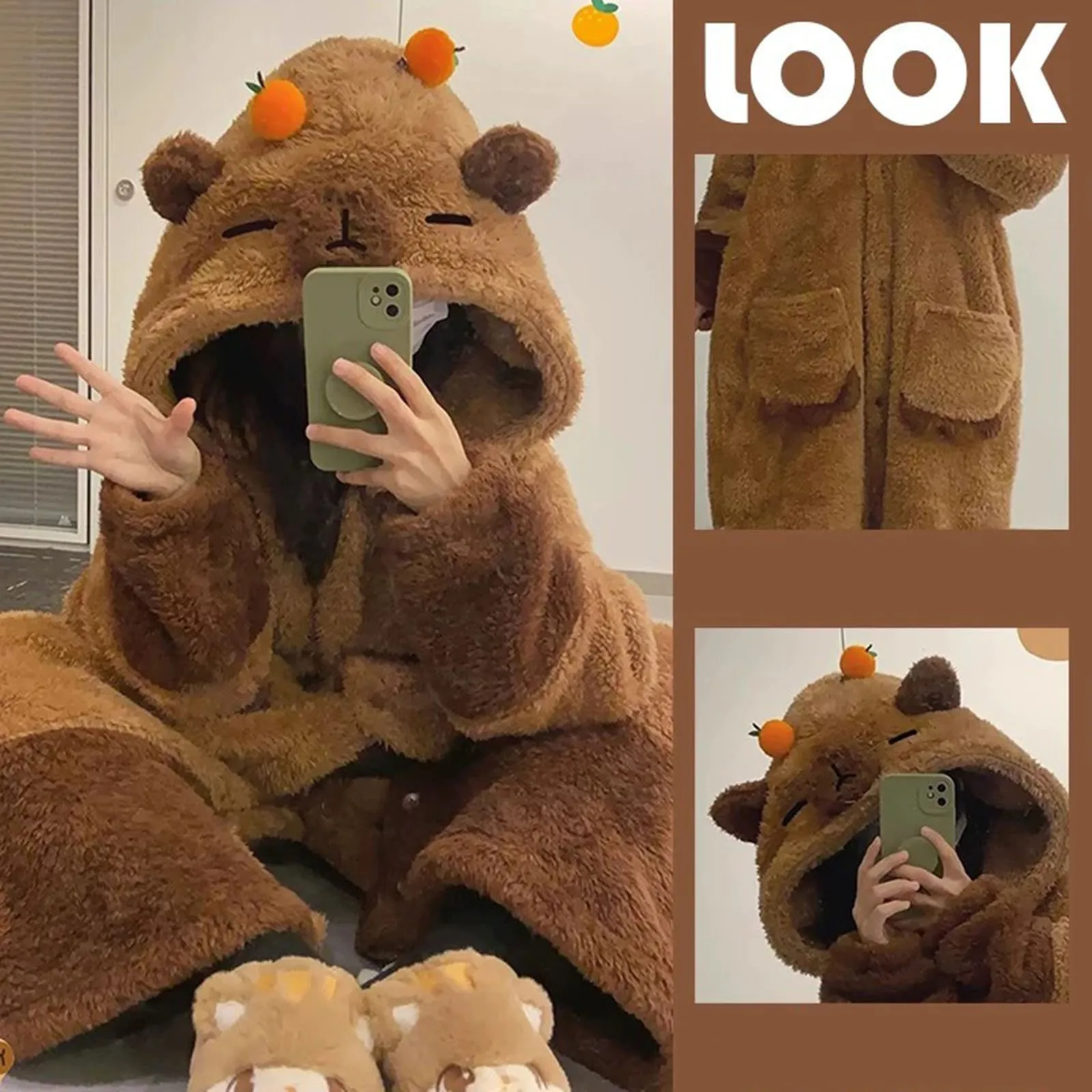 Cartoon Capybara Bathrobes Soft Animals Blanket Unisex For Adult Coral Velvet Warm Cosplay Costume Loose Onesie Pajamas robe