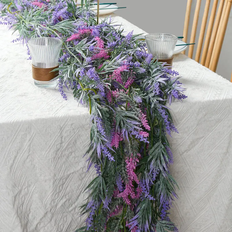 

YeeNanee 6.5FT Artificial Lavender Garland for Mantle Lavender Flower Vine Rustic Wedding Arch Stair Party Home Table Decoration