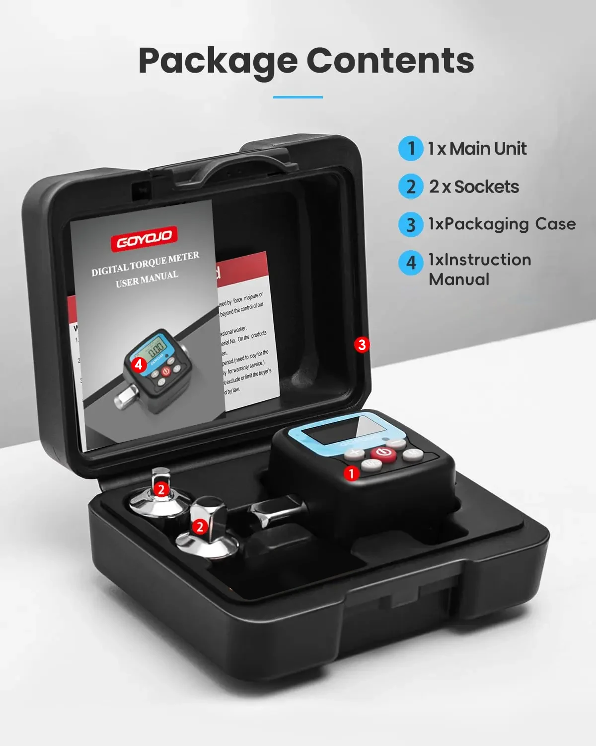 Präzisions-Drehmomentschlüsseladapter, elektronischer Drehmomentwandler mit digitaler Anzeige, 1/2 Zoll, 1/4 Zoll, 3/8 Zoll für Fahrrad-DIY-Reparaturen – Detail 8