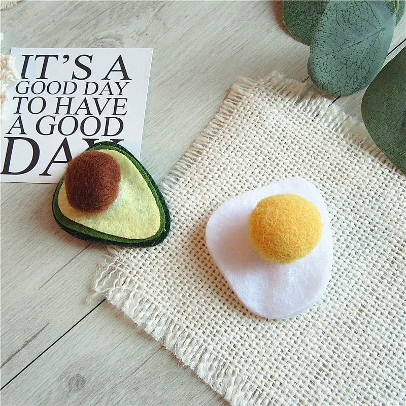 Early autumn fruit avocado poached egg wool felt all-match parent-child side clip hair accessories