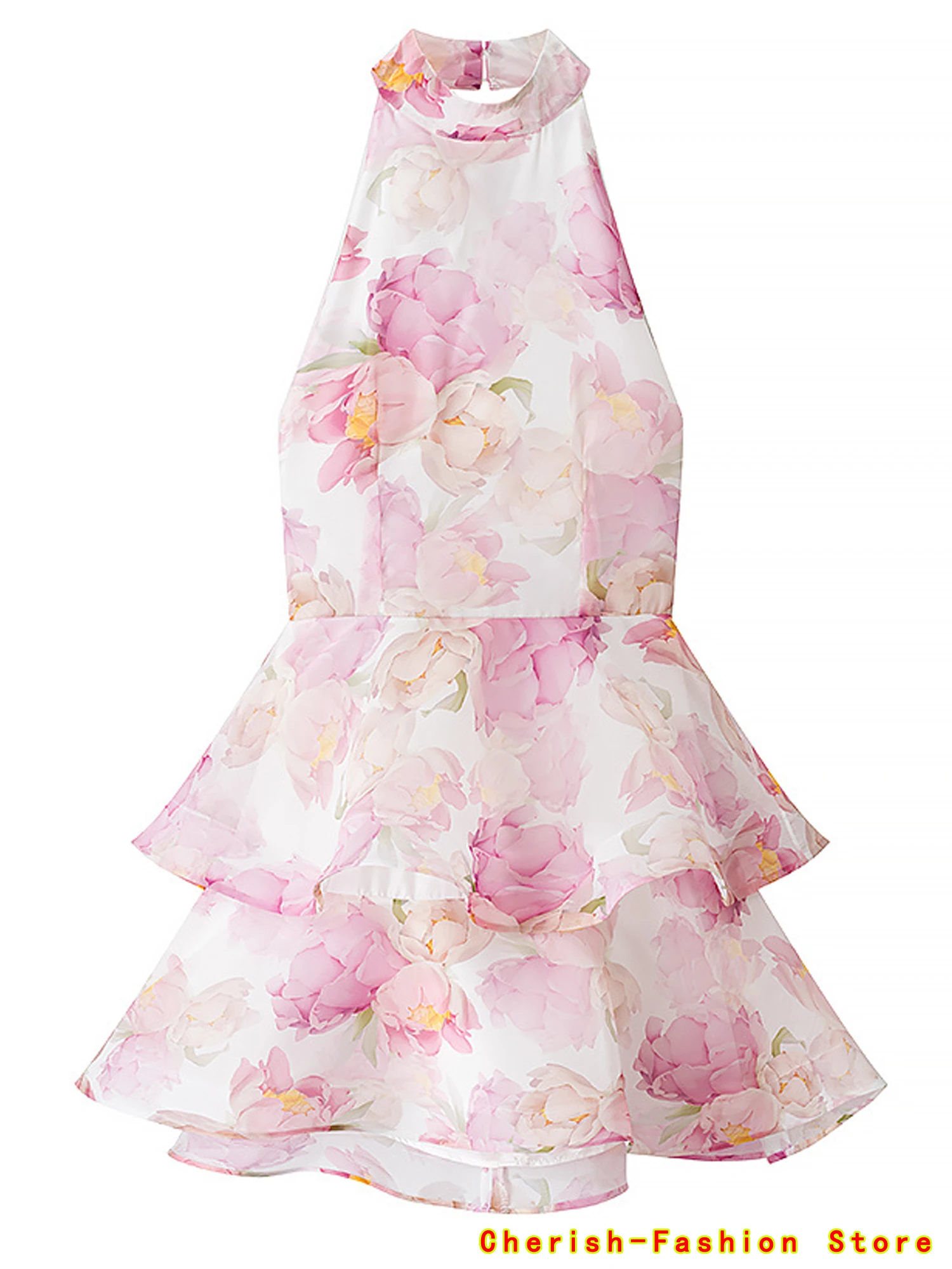 Robe bouffante imprimée dos nu pour femmes, sans manches, dos nu, taille haute, Sexy, robes de vacances, Robe de soirée, été, 2025
