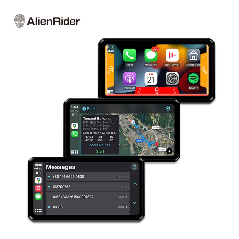 

AlienRider M2 Pro Motorcycle Dash cam 6 Inch Touch Screen 1080P HD Recording Carplay Android Auto Navigation 77GHz radar