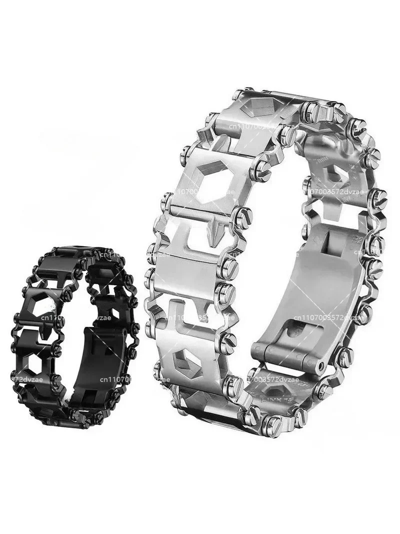 Stainless Steel Multi-Tool Bracelet 22mm 29in1 Outdoor Bolt Drive Kit Durable Wristband with Hidden Utility Tools for Emergency