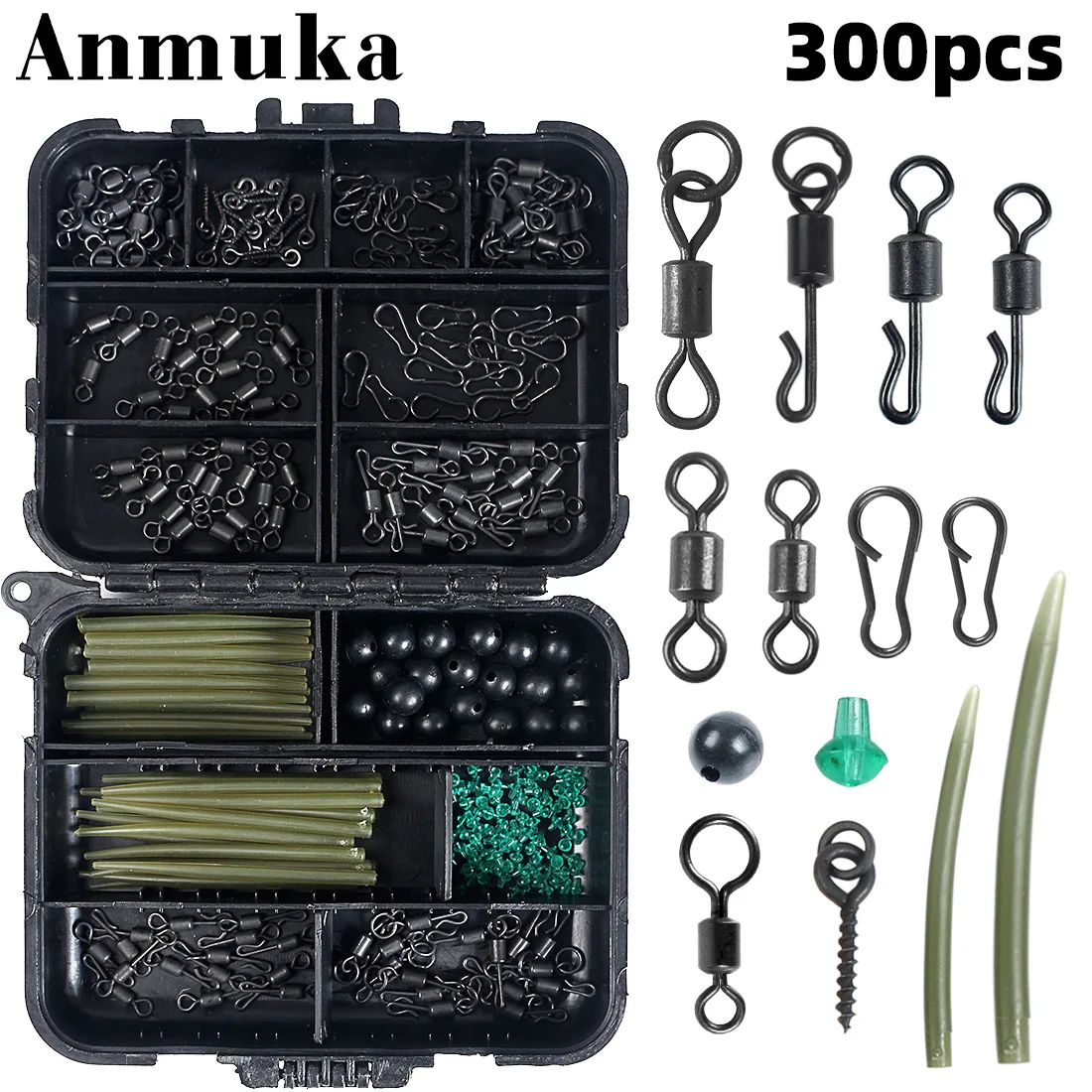 300 Pieces European Fishing Library European Type Carp Fishing Accessories Set Hose Bean Stop Ring Fishing Gear