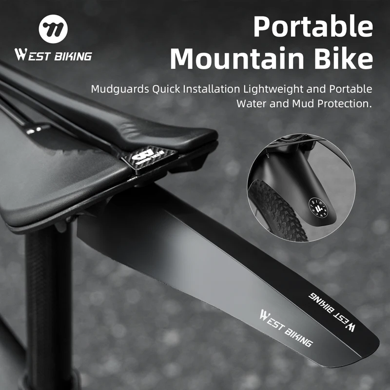 

WEST BIKING 2PCS Bike Mudguard Fender Front Rear Quick Removal MTB Bicycle Fender Universal Cycling Saddle Fender Accessories
