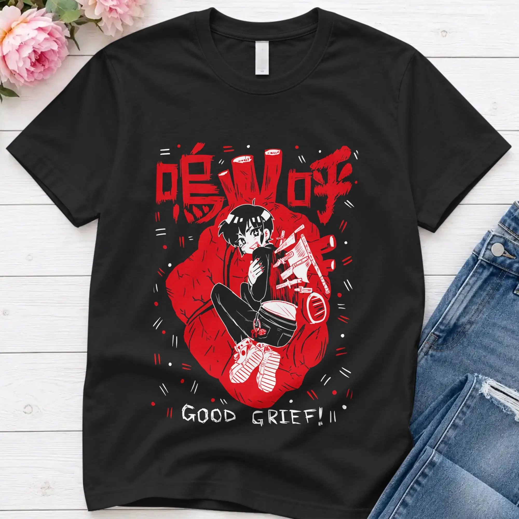 Shounen  Cotton T-Shirt For Men Summer Touhou Project Funny T-Shirts Round Neck Hip Hop Tees Oversized Dropshipping Clothes