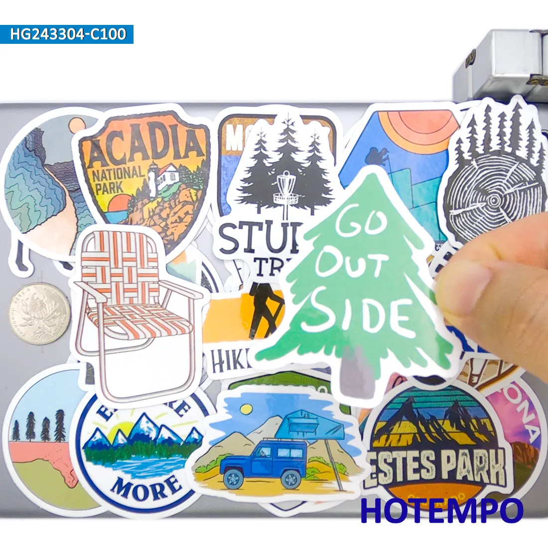 100 sztuk, Naklejki na zewnętrzną przygodę, Piesze wycieczki, wspinaczka, biwakowanie, styl podróżowania, do laptopa samochodowego telefonu motocyklowego, Zabawny pakiet naklejek