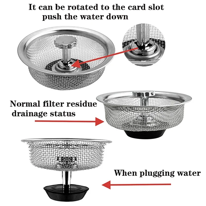 Kitchen Sink Filter Stainless Steel Anti-blocking Strainer Bathroom Shower Drain Sink Cover Pool Sewer Filter Home Accessories