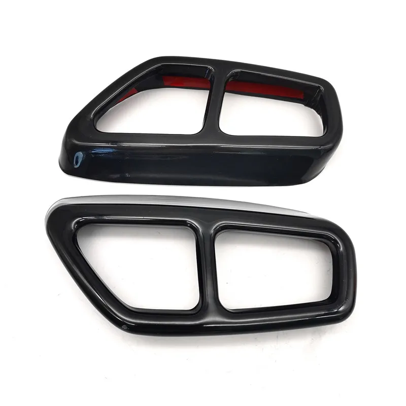 2PCS/Set Stainless Rear Dual Exhaust Pipe Cover Trims Glossy Black For BMW 5 Series G30 G31 2017 2018