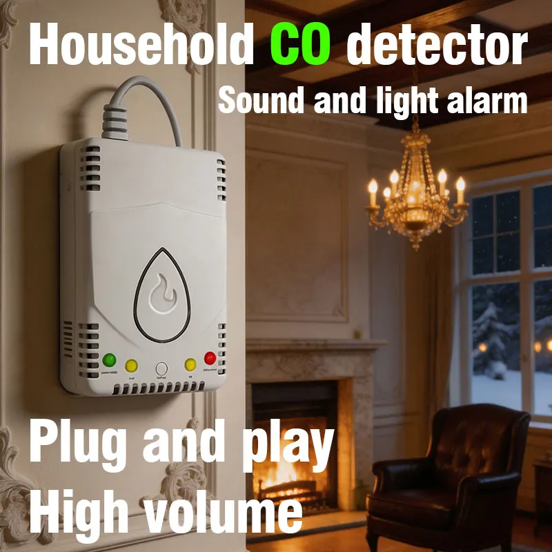 Plug-in CO Carbon Monoxide Detector - Household Kitchen Hotel RV Toxic and Hazardous Gas Leakage Sound and Light Alarm Detector