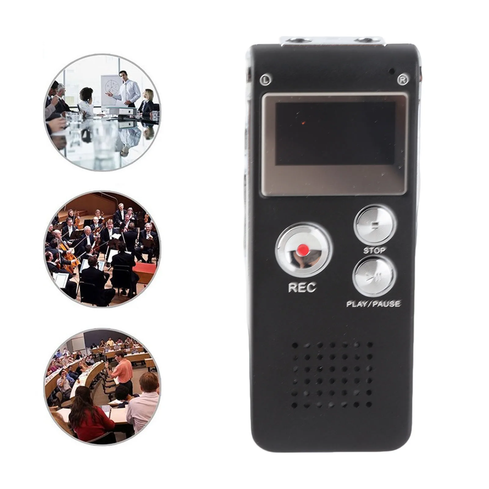 مسجل صوت منشط سعة 16 جيجابايت A B جهاز تسجيل صوتي محمول سهل متعدد الأغراض للمؤتمرات والمحاضرات