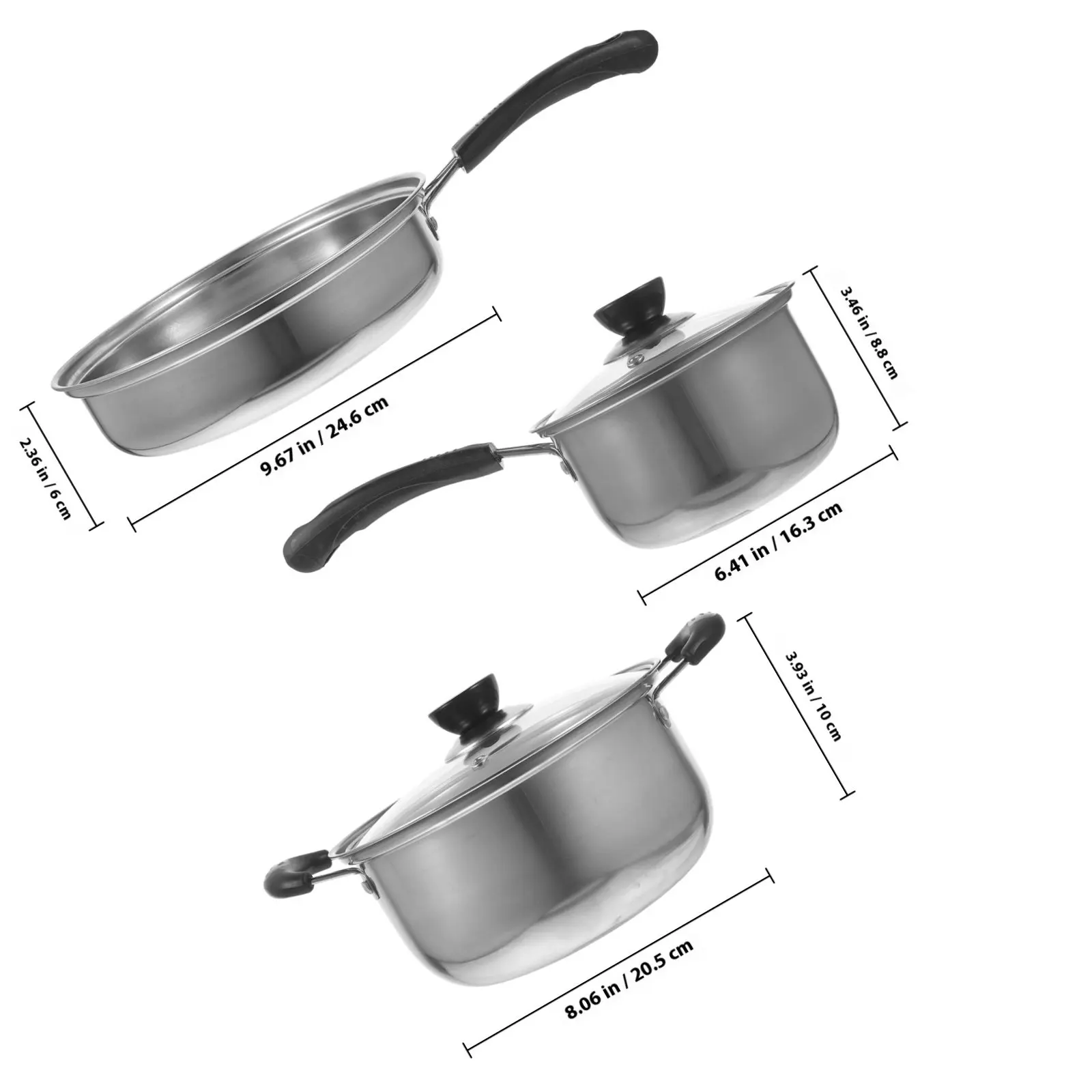 6-Piece Stainless Steel Cookware Set with Soup Pot, Non-Stick Kitchen Pots for Cooking, Boiling, and Simmering