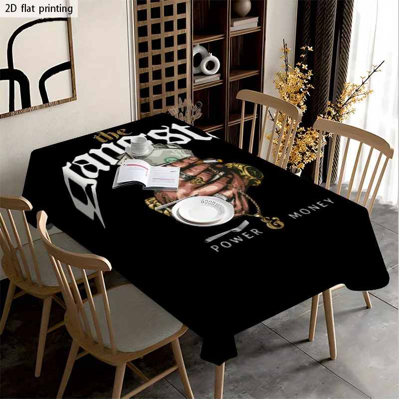 A Stylish And Soft Tablecloth Featuring a Design of Money, Cigarettes, And Golden Chains, Suitable for Hand-Holding. It Is Machi