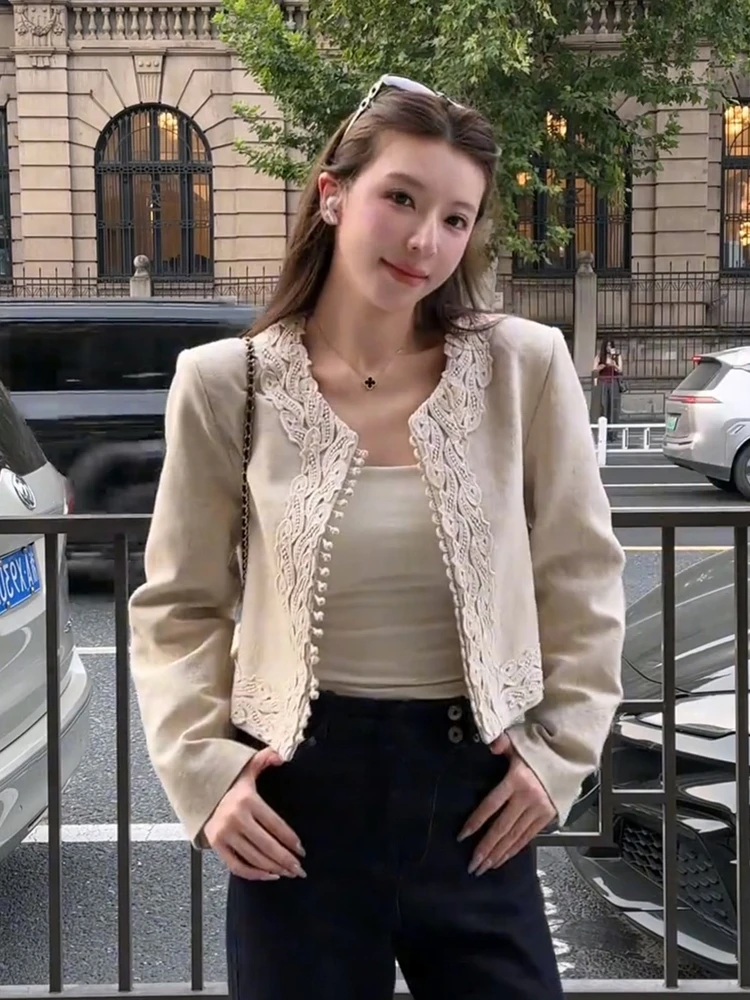 Início do outono único ort outerwear feminino faion sle pequena fraança vento jaet topo high-end sentimento ort casaco