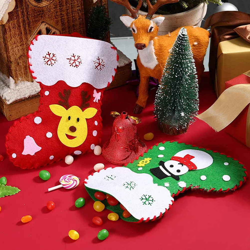 Christmas Socks DIY Children's Handmade Non-woven Educational Toys Felt Sewing Kit Stocking for Beginners Crafts Making Kids