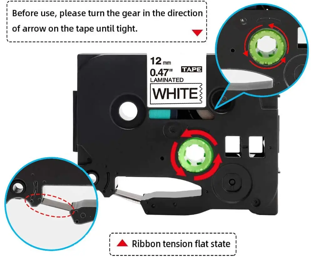 10PK 231 6/9/12mm TZ-White-Tape TZ 231 TZ231 TZ221 TZ 211 Black on White Laminated Label Compatible for Brother PT Label Maker