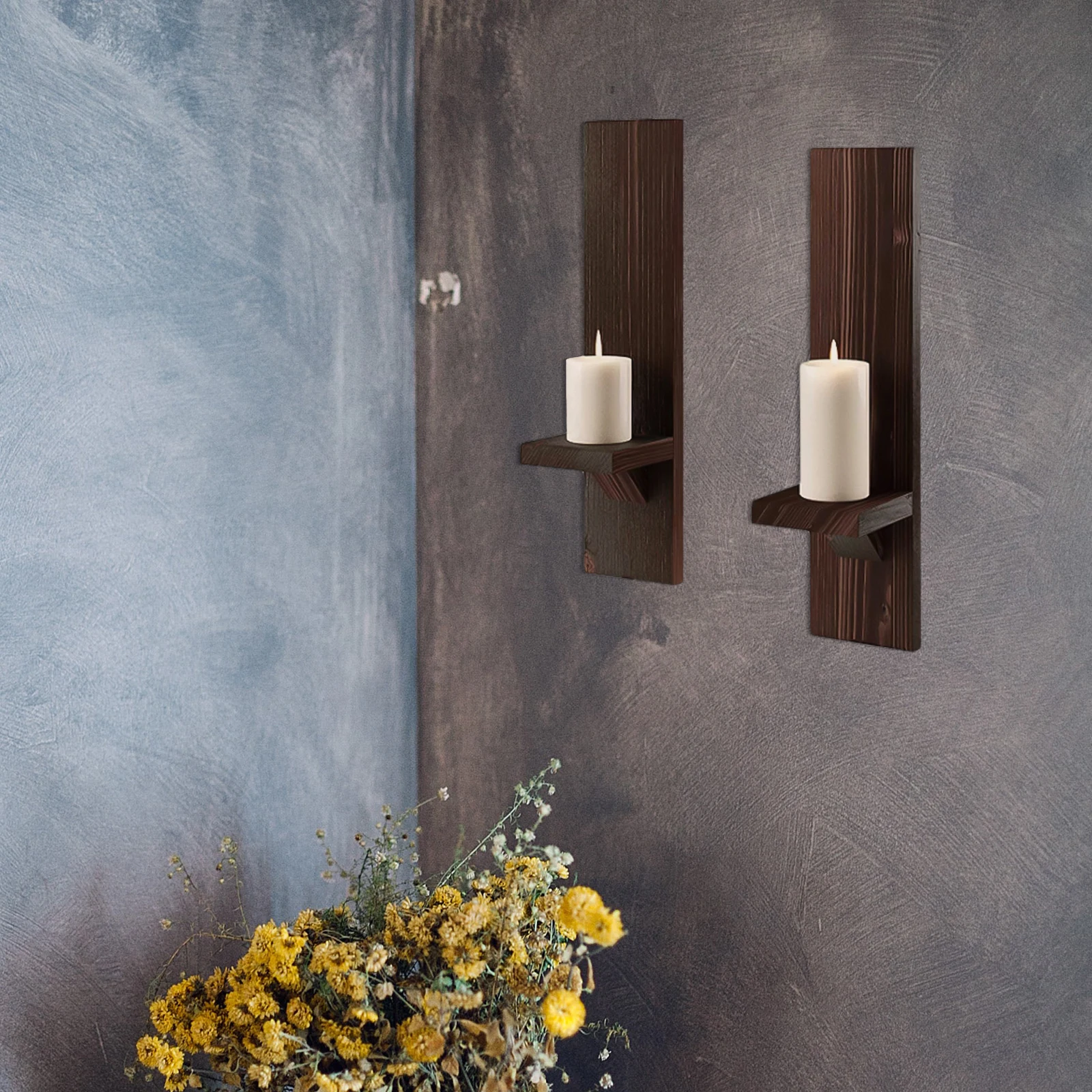 

Wood Wax Stand Tealight for Retro Wall Decoration Hanging Holder Candleholder Living Room Cake
