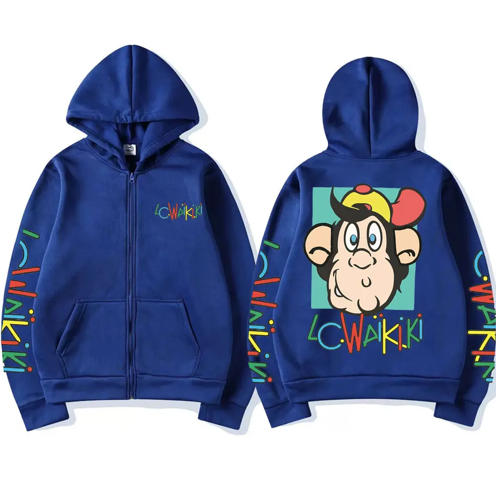 Anime casual macaco gráfico com zíper com capuz lc waikiki macaco zip hoodies moda masculina zip moletom homem ulzzang roupas