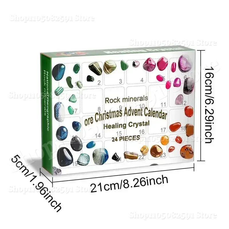 

Stone Advent Calendar 24-Grid Natural Rock Mineral Crystal Collection Rock Minerals 24 Day Christmas Countdown Calendars For Kid