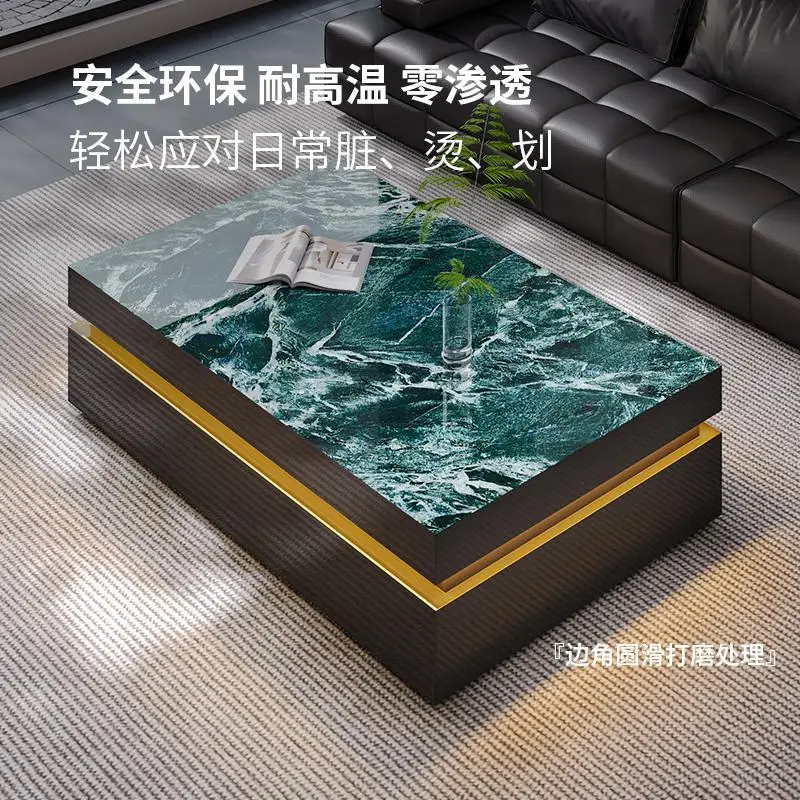 طاولة القهوة لغرفة المعيشة الخفيفة الفاخرة الراقية الإيطالية الحد الأدنى فيلا كبيرة ذات أرضية مسطحة حجر منزلي فاخر #2