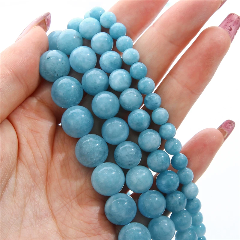 

Natural Stones Round Shape Loose Mineral Blue Turquoises Rondelle Beads For Jewelry DIY Making Bracelet Earrings Accessories