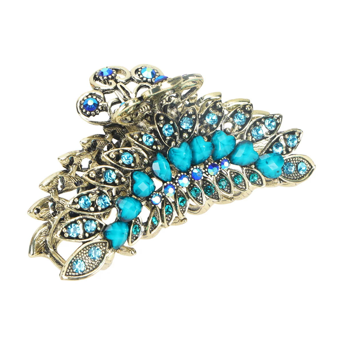 

1pc Retro Hair Blue Rhinestone Jaw Clip For Girls Women Ponytail Catch Clip Stylish Hair Accessory Durable Hairstyling Tool