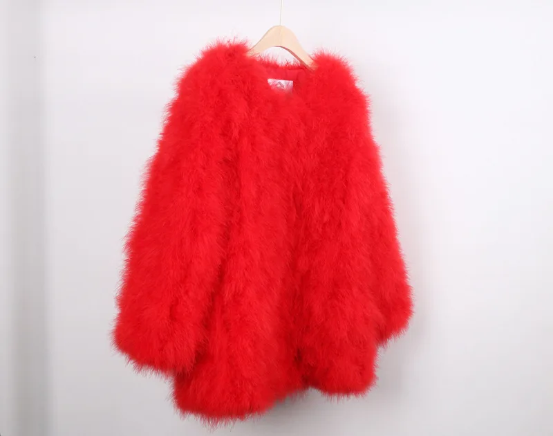 Fashion 100% Real Marabou Feather Fur Coat Ostrich Feather Women Jacket Elegant Luxury Autumn Winter Top Clothes