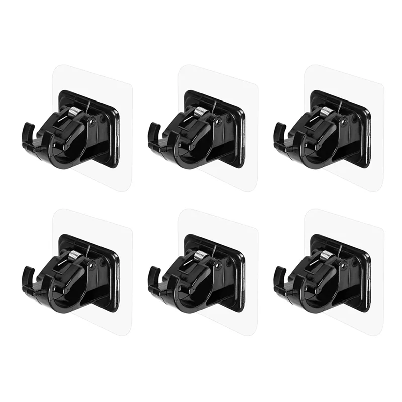 6Pcs Self Adhesive Curtain Rod Bracket Punch-Free Curtain Rod Clip Nail-Free Adjustable Shower Curtain Rod Hanging Hooks