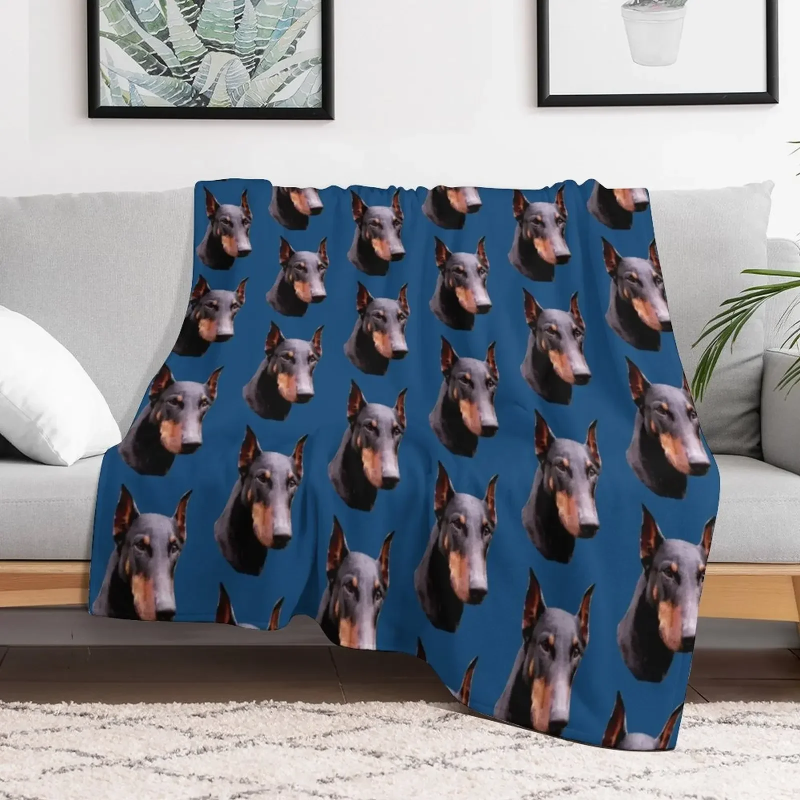 Pretty Black Doberman Pinscher Face Throw Blanket Shaggy Single Summer For Baby Blankets