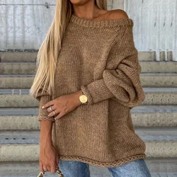 Autumn Elegant Crochet Solid Pullover Jumper Women Fashion O-neck Long Sleeve Sweater Winter Casual Loose Commuter  Knitted Tops