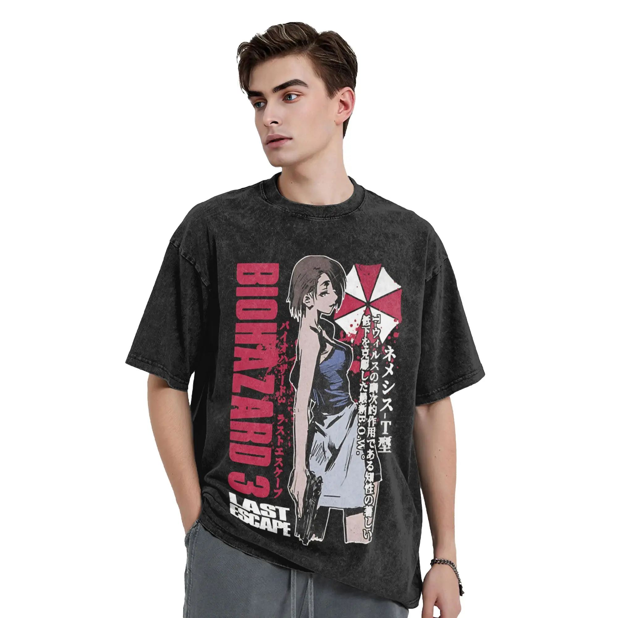 Leon Kennedy Survival T-Shirt Men  Vintage Cotton Tee Shirt O Neck Short Sleeve T Shirts Plus Size Clothing