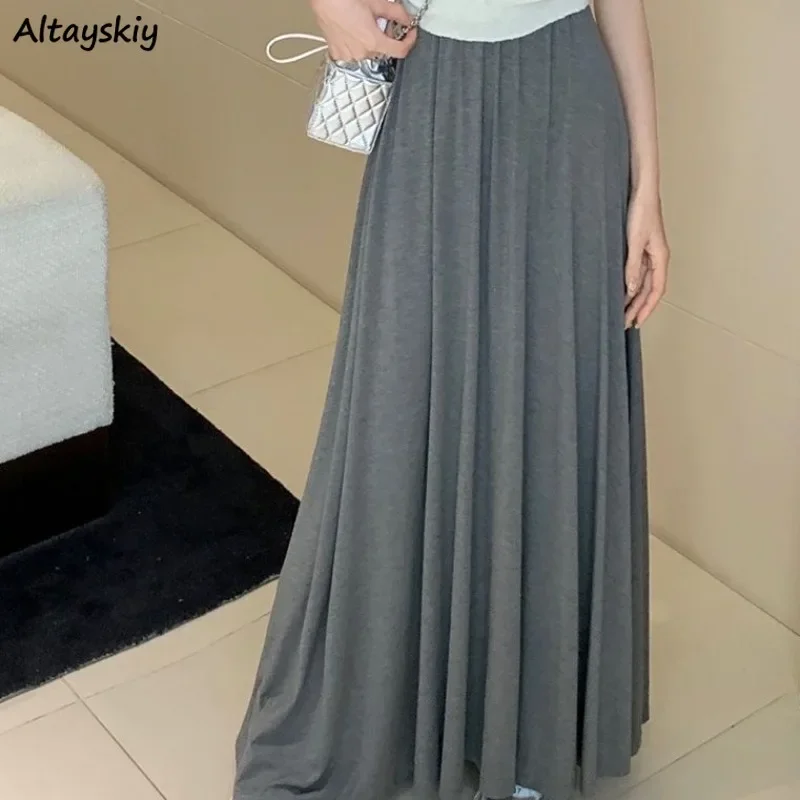 

Длинные юбки женские простые складки с высокой талией повседневные мешковатые корейский стиль модные универсальные осенние Faldas женская новая уличная одежда