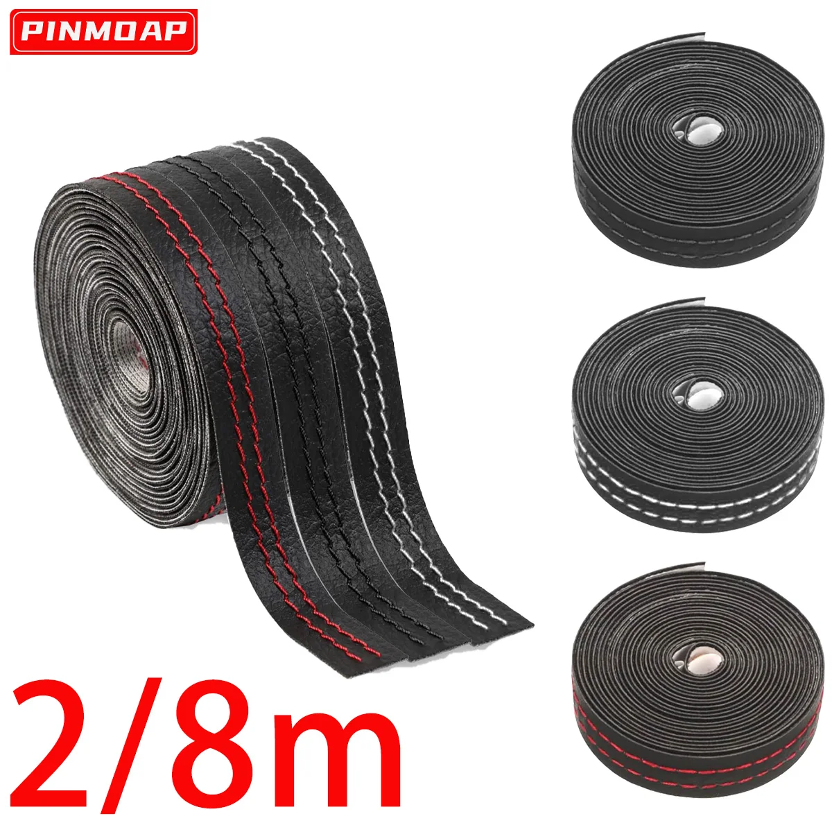 PINMOAP PU-Leder Auto-Innenraum Zierleiste Instrumententafel Konsole Innenraumstreifen Selbstklebende Dekorative Leiste
