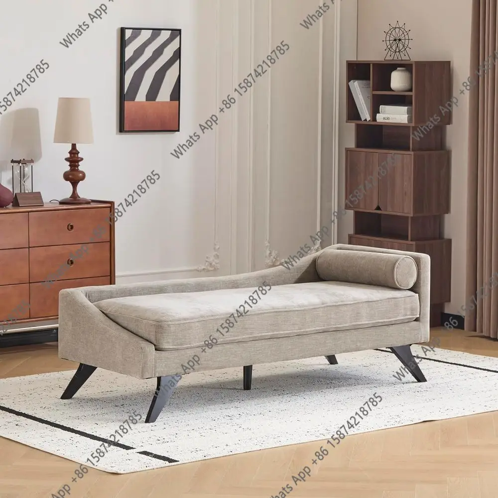 

Upholstered Loveseat Sofa with Splayed Legs, Birch Wood Frame Lounge Chair, Indoor Chaise Lounge Chair, Soft Sofa with Rolled Ac