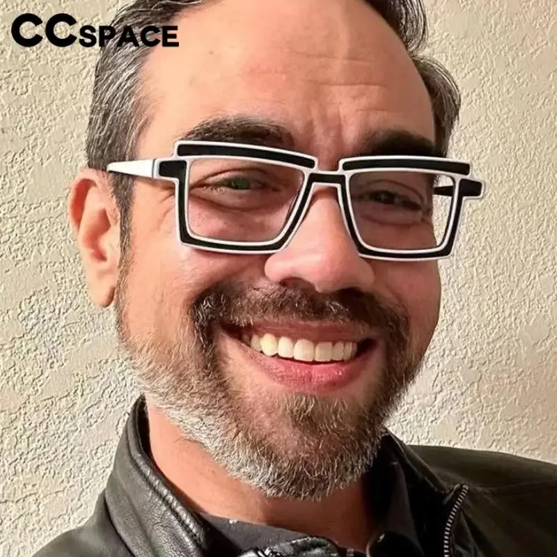 

56791 Cartoon Stripe Optical Spectacle Frame Women Fashion Anti Blue Computer Glasses Square Stitching Color Flat Mirror