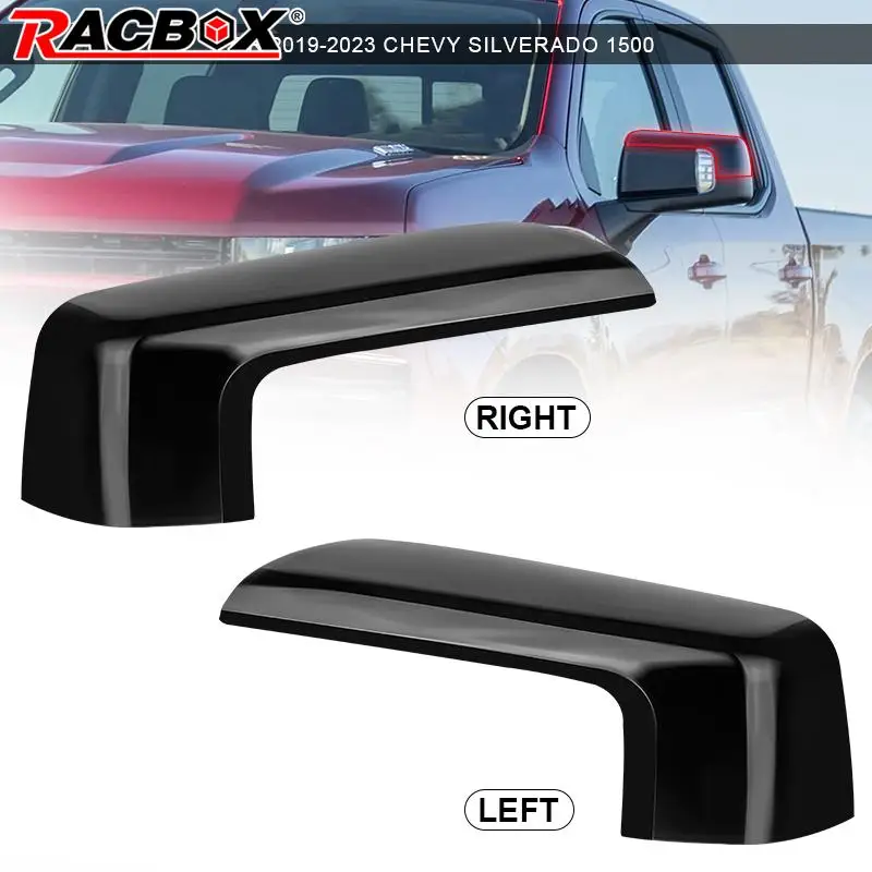 

2Pcs Upper Cover of Rearview Mirror Cover Cap Gloss Black for Chevy Silverado 1500 2019-2022 Replacement Car Parts Left Right