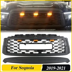 Front Grille With LED Lights Auto Parts Bumper Grille Modification Accessories Fits For 2019 2020 2021 Toyota Sequoia Grill