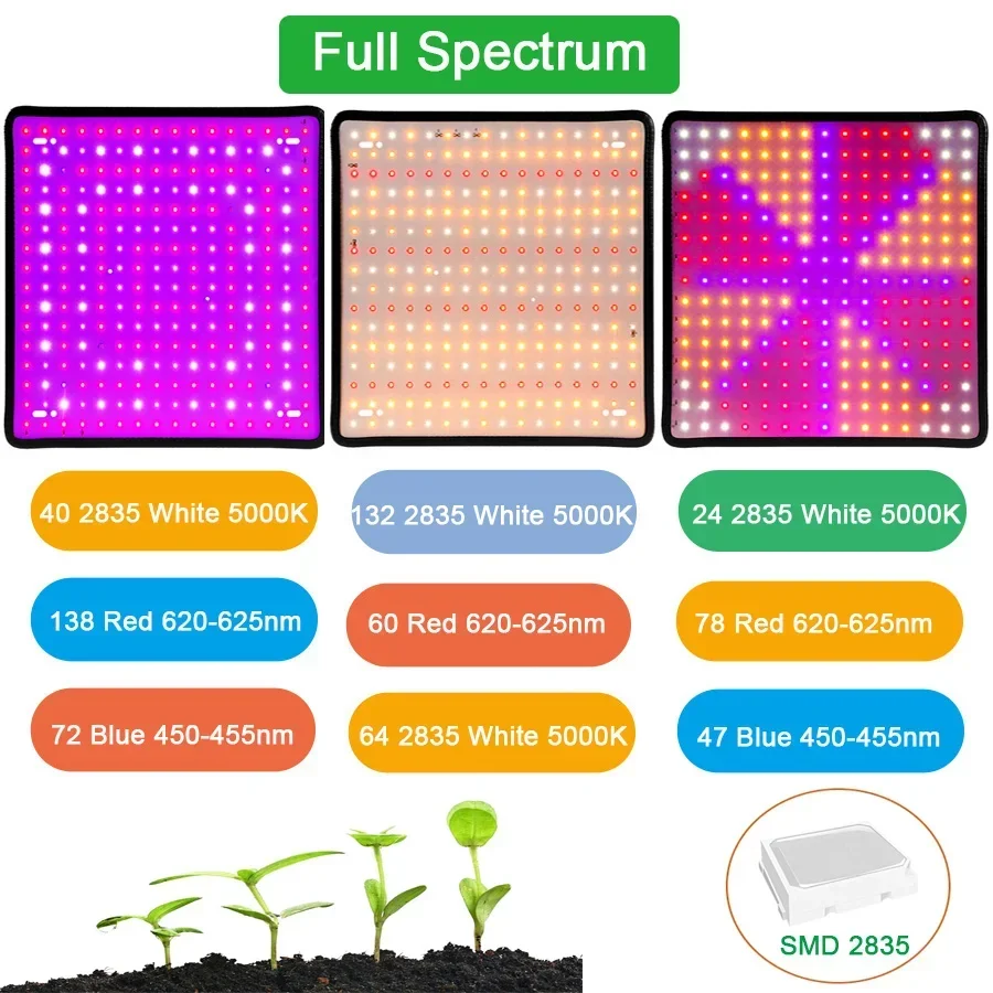 Luces Led de cultivo de espectro completo para plantas de interior, lámpara hidropónica de 1000W y 2000W, Bombilla Phyto, Panel de tienda de cultivo de vegetales y semillas de flores para invernadero