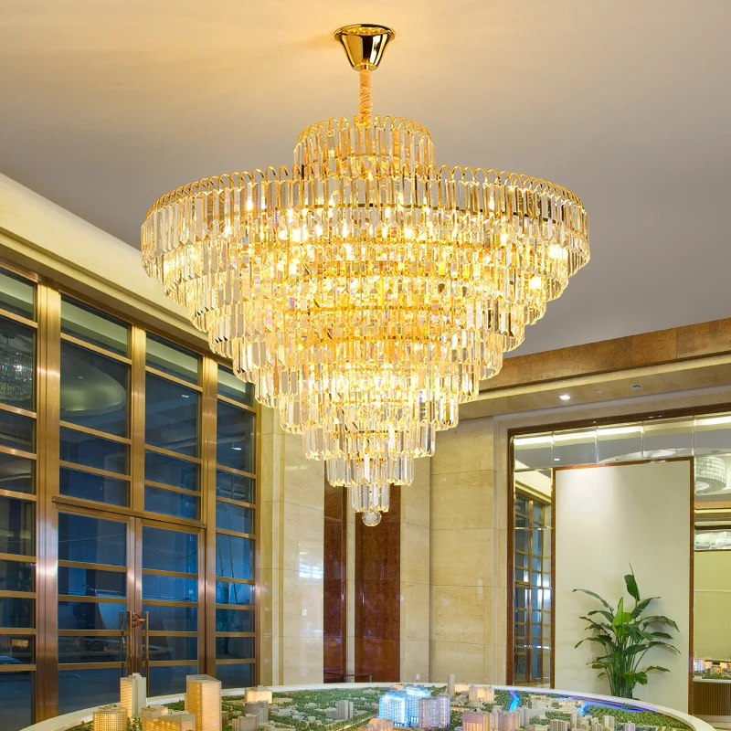 Living room household dining room entrance light modern staircase duplex building hall  crystal Chandelier