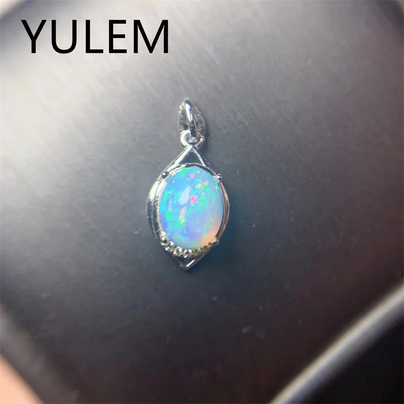 Fashion Silver Opal Pendant with Opal Gemstones 7mm*9mm 100% Natural Opal Pendant Solid 925 Silver Opal Jewelry