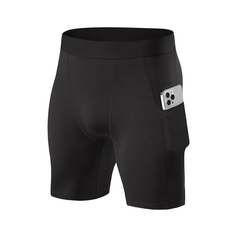 

Solid color elastic tight shorts men's fast drying breathable running sports basketball training fitness G1011 quick drying