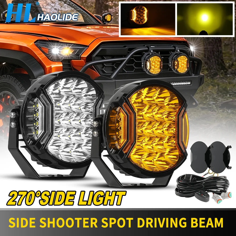 HAOLIDE 1pair 3inch 5inch 7inch LED Work Light Pods Day Driving Lamps LED Side Shooter Pod Lights for ATV UTV SUV off-road use