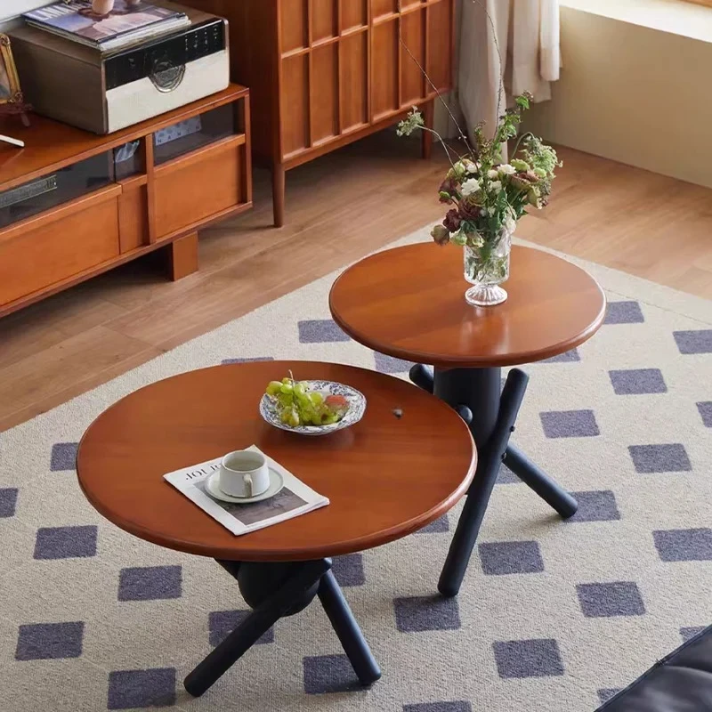 

Деревянный выдвижной журнальный столик Bauhaus, мебель для гостиной, круглый стол, прочная поддержка, многофункциональный ретро-дизайн для дома